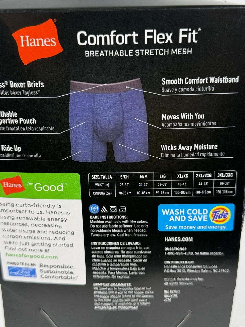 Hanes Comfort Flex Fit Breathable Stretch Mesh Boxer Briefs – Blue (3-Pack)